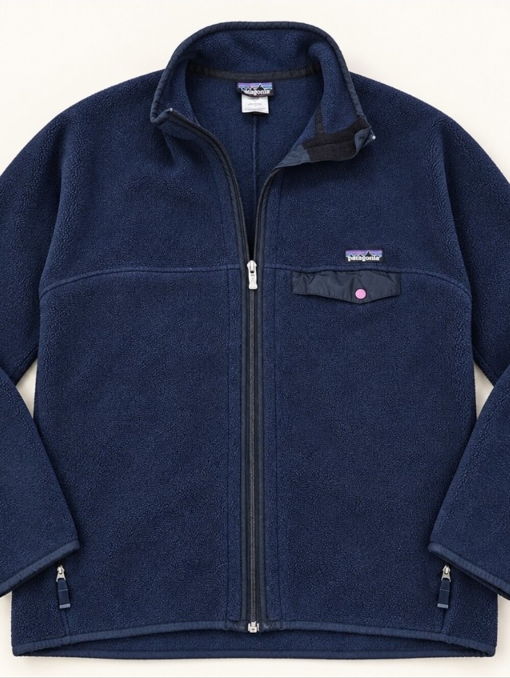 Vintage Patagonia Synchilla Snap-Zip Fleece Jacket Mens XL Navy Blue
